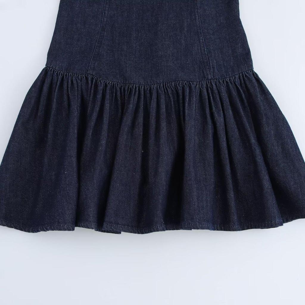 Весеннее женское короткое платье многослойного джинсового стиля - Европейская и американская мода