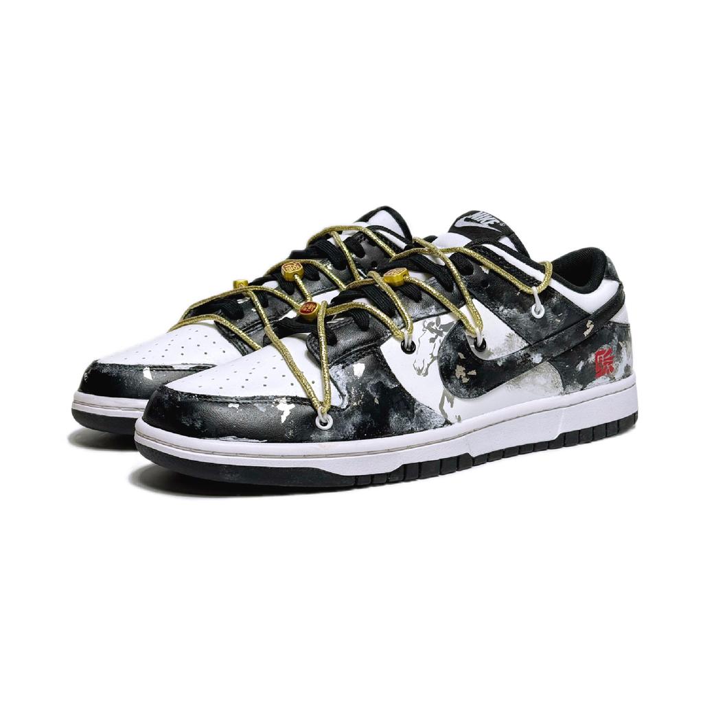 Nike Кроссовки Dunk Immediate Success Кожаные Устойчивые к истиранию Низкие Скейтбордические Унисекс Черно-белые HF5441-100(Team610-SBOX)