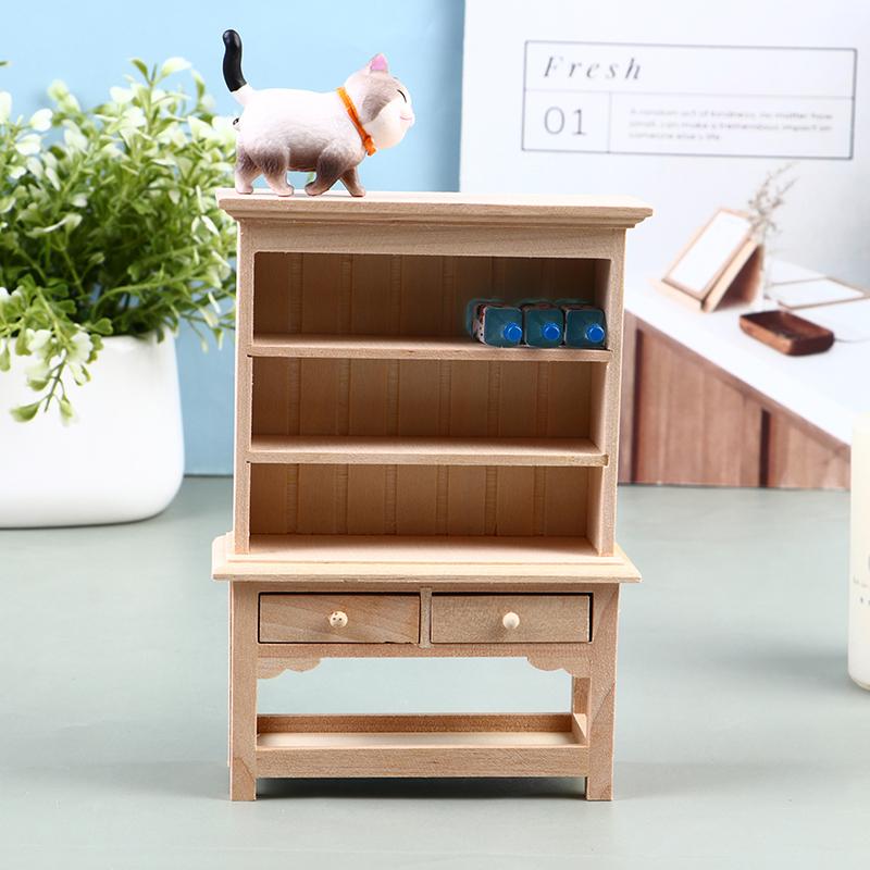 1:12 Миниатюрный деревянный стеллаж для кукольного домика Модель книжного шкафа Мебель Аксессуары