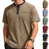 Mens Stand Collar Button Short Sleeve Business Casual Solid Polo Shirt