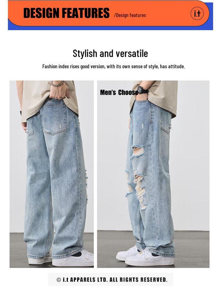 Izzue IT Men's Ripped Straight-Leg Jeans