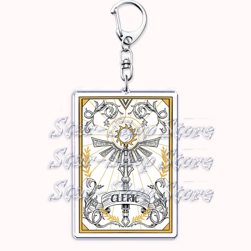 Popular Culture Halloween Tarot Card Keychains for Accessories Moon Luna Death Keyring Jewelry Fans Lovers Friends Reader Gifts