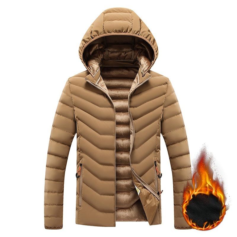 Легкая Удобная и Универсальная Куртка Хлопковая Одежда Мужские Модели Зимняя Приталенная Съемный Капюшон Утепленная Утолщенная Куртка с Капюшоном Мужская