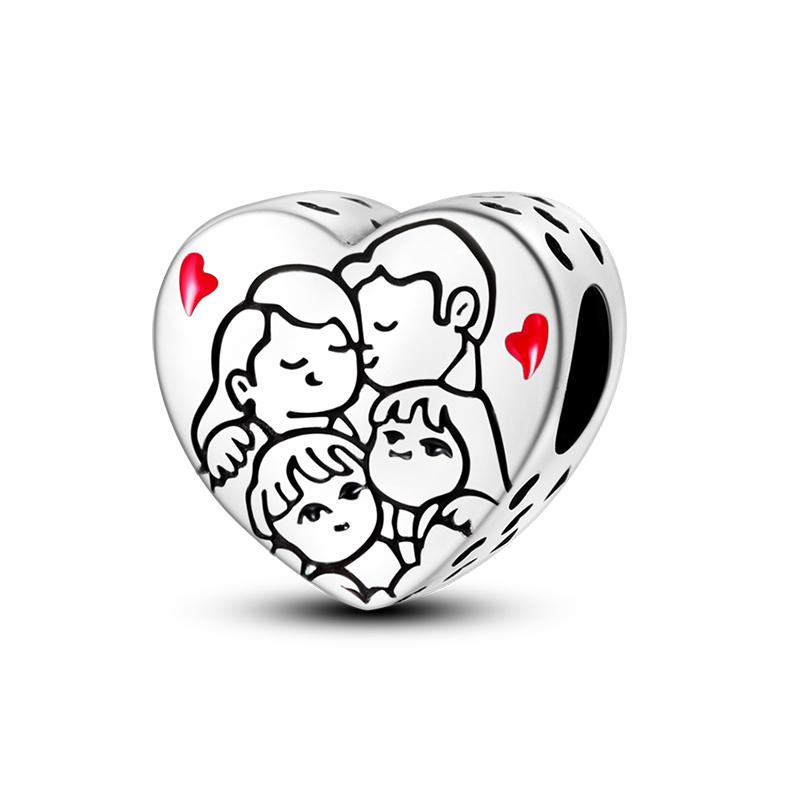 2024 New S925 Silver Color Mirror Family Baby Shoes Charms Beads Fit S925 Original Bracelets DIY Mother's Day Jewelry Gift