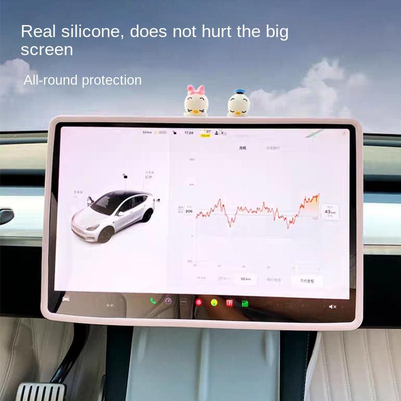 For Tesla Model 3 Y 2020-2025 Silicone Screen Frame Display Edge Protector Central Control Protective Cover Car Accessores