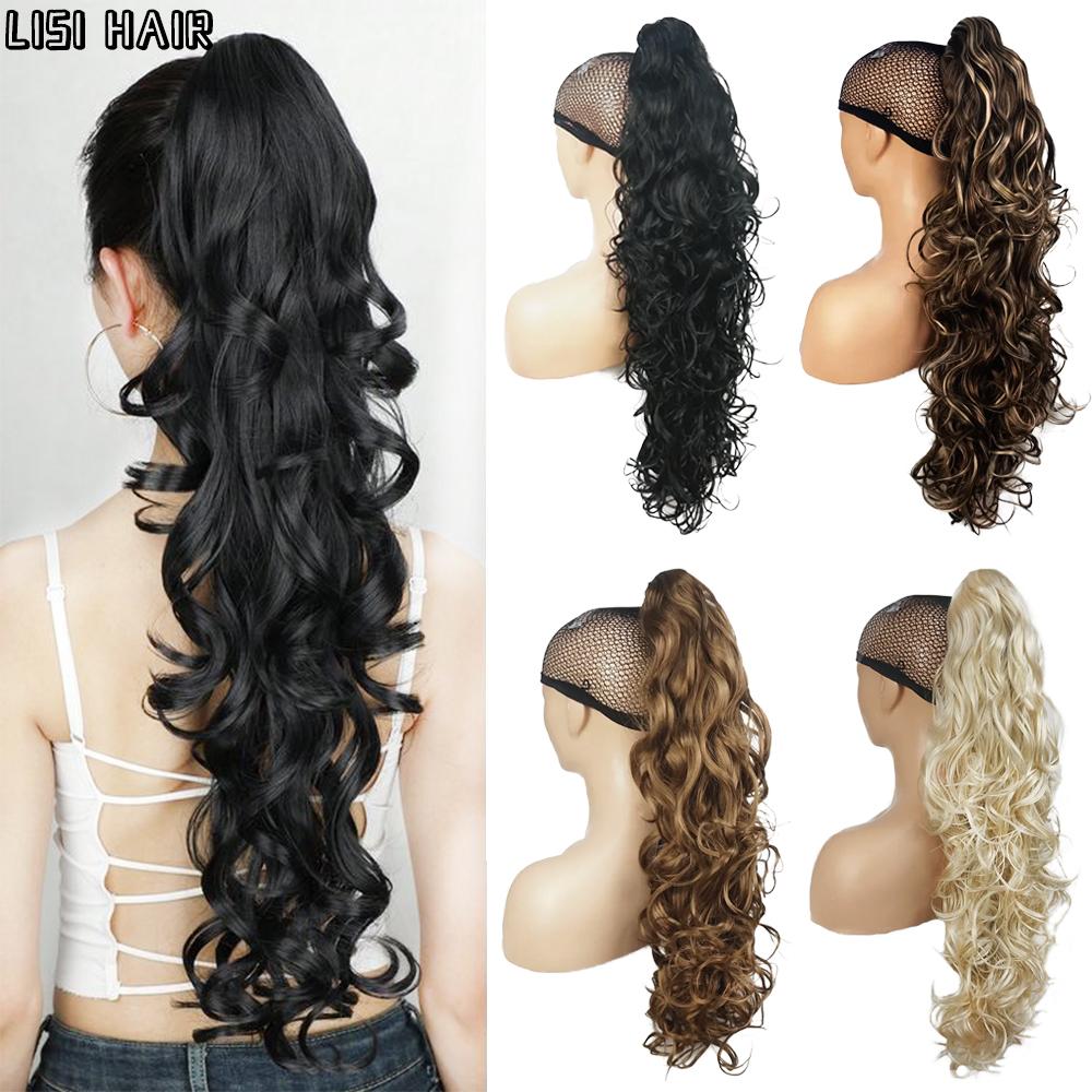 MERISIHAIR Синтетические длинные толстые волны, волокно пони, зажим для когтей, вьющиеся наращивание хвоста, зажим для парика для женщин, повседневного использования