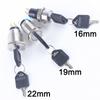 2/3 Positions Rotary Buttons 16/19/22mm Metal Brass Chrome Key Push Selector Switch 2NO2NC Press Without LED 2 keys