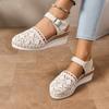 Large Size New Outer Wear Hemp Rope Lace Casual One-word Buckle Bag Head Cool Thick Bottom Wedge Heel