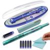 Fountain Pen Retractable 0.38Mmink Medium Nib Transparent Barrel For Calligraphy Includes 5 Refillable Ink Cartridges 1 Pen Case