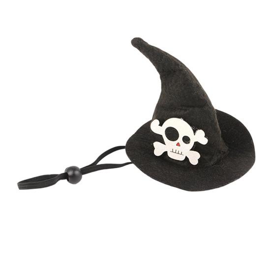Lightweight Pet Headgear Halloween Cat Witch Hat, Fun Hat with Adjustable Elastic Strap, Cartoon Comfortable Headwear Ghost Pumpkin Bat Skull for Cats