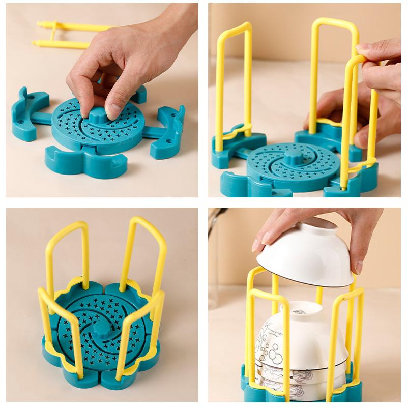 Xiaomi Dinnerware Bowl Plate Holder Retractable Desktop Bowl Storage Rack Plastic Drain Water Shelf Hollow Breathable Organizer Tool450000