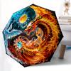 1pc The Dance of Fire and Ice Dragons Fully Automatic Folding Portable Umbrella, 8 Iron Frames, Three-Fold Design, Suitable for All Seasons, Suit
