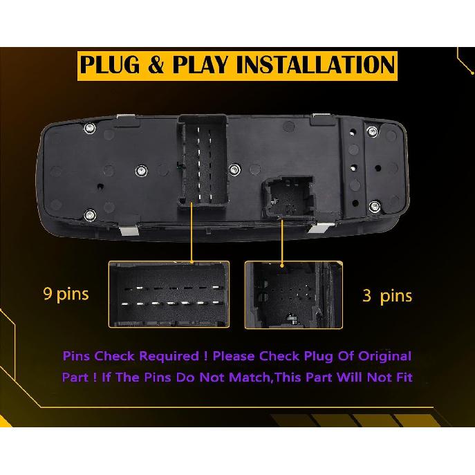 ZAPSOTS Master Power Window Switch.3+9 P Metal.Fits For 2012-2015 Chrysler Town Country,12-15 Dodge Grand Caravan,13-15 Ram 1500 2500.Front Left