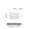 Nordic Style Retro Embossed Glass Cups Sunflower Transparent Coffee Cup Pearl Milk Tea Cold Drink Juice Mug with Gold Line