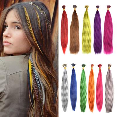 10 шт. цветные пряди синтетические волосы для наращивания ложная радуга накладные поддельные окрашивающие перья для волос