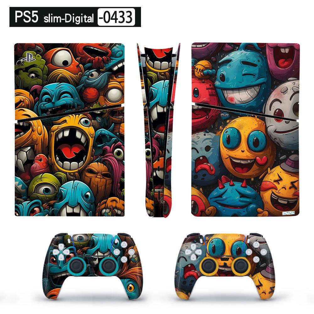 Художественная виниловая наклейка для тонкой цифровой консоли PS5 и 2 контроллеров, наклейка