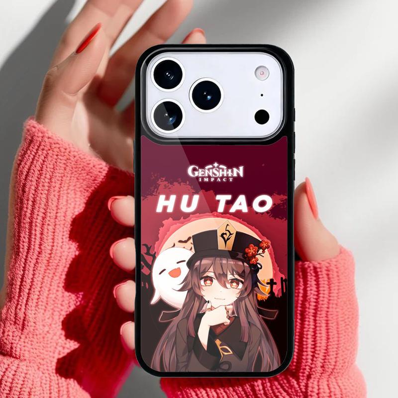 Мультяшный чехол для телефона Hu Tao Genshin Impact для iPhone 17 16 15 14 13 Pro Max Задняя крышка для 12 11 Pro Coque