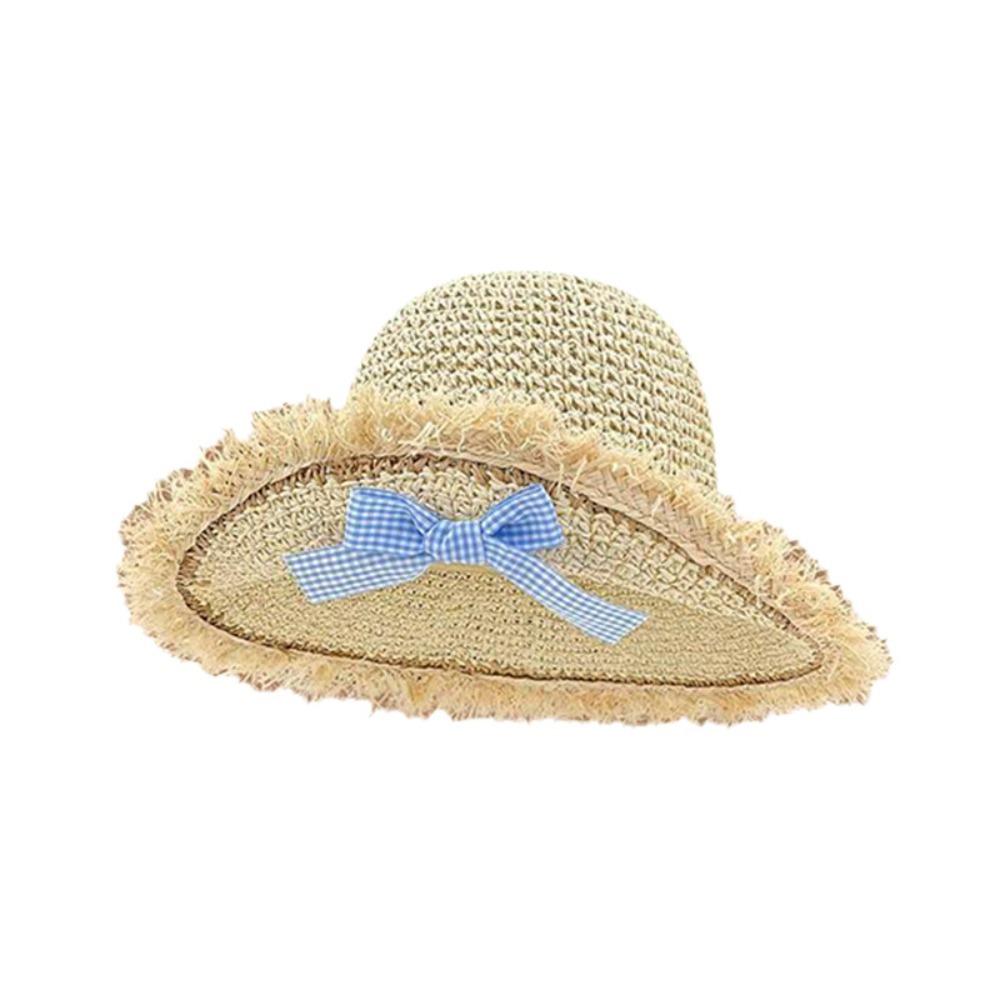 Sweet Woman's Straw Hat Elegant Lace Brim Sunshade Cap Vacation Big Bowknot Sun Hat  Girls