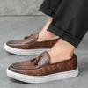 Мода Новые Мужские Слипоны с Кисточками Лоферы Мужские Кожаные Туфли с Вязаным Узором Мужские Кроссовки для Ходьбы Tenis Masculino Zapatos Hombre