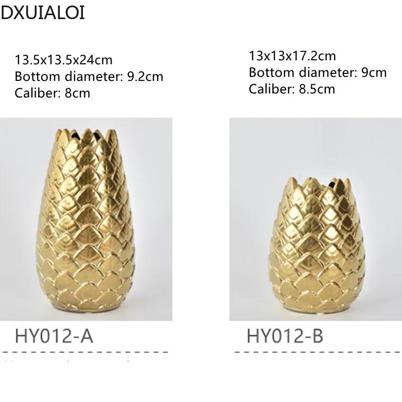 DXUIALOI простая и креативная керамическая гальванизированная золотая ваза, настольная цветочная композиция для гостиной, украшение для дома