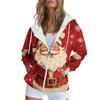 Women's Christmas Printed Sweatshirt  Winter Long Sleeve Cardigan Jacket With Pockets Zipper Hoodie Outerwear