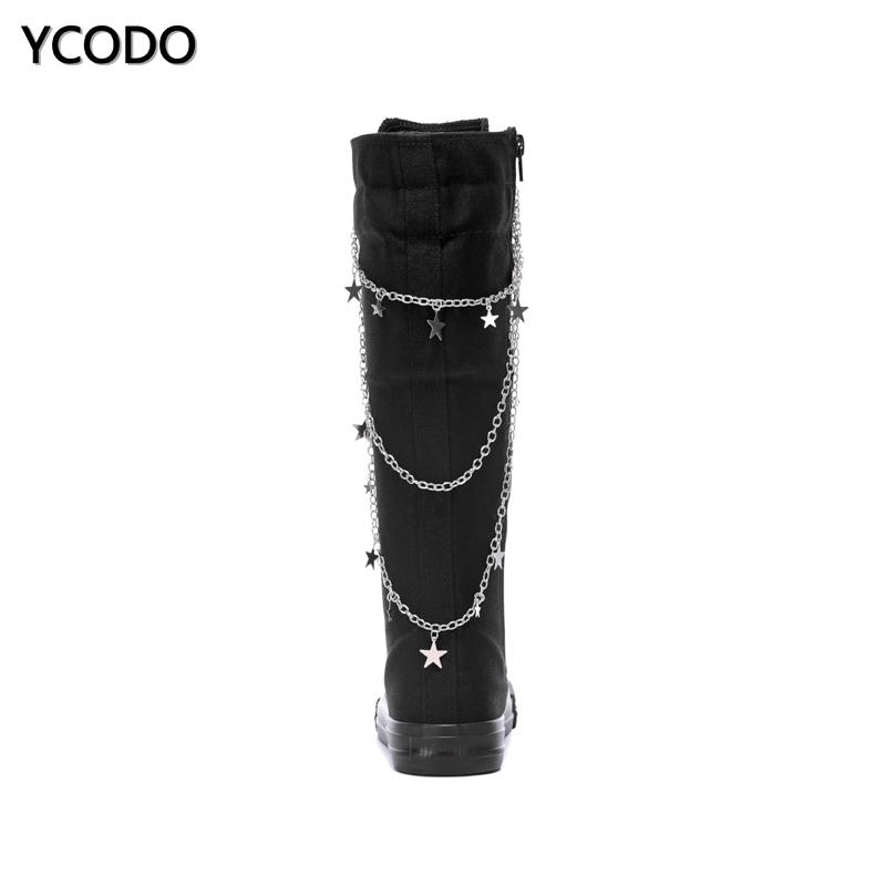 Spring Autumn Women Boots Canvas Mid Calf Boots Casual High Top Shoes Long Boots Lace Up Zipper Comfortable Flat Boots Size 34-43