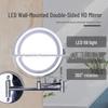 Dual-Sided LED Wall-Mounted Makeup Mirror with Magnification and Fill Light for Punch-Free Hotel Bathroom Use