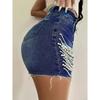 Джинсовые шорты женские летние новые с высокой талией и тонкие рваные шорты ручной работы с цепочкой из бисера для женщин