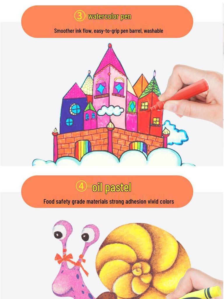 Набор из 208 предметов: акварельные маркеры и художественные принадлежности для студентов и детей - включает цветные карандаши, кисти и инструменты для рисования в подарочной коробке