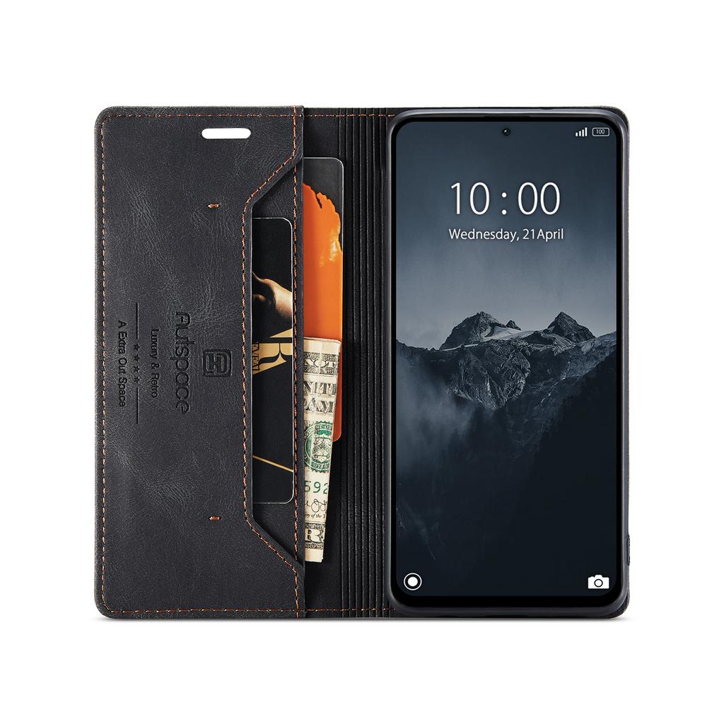 Для Xiaomi Redmi Note 13 Pro 4G Чехол-кошелек AUTSPACE A01 Кожаная подставка-обложка с держателем для карт с RFID-блокировкой