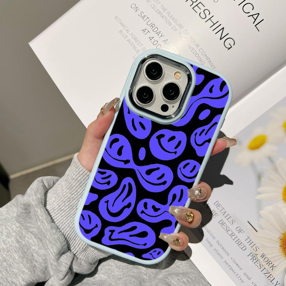 Чехлы для телефонов Ae88 Lovely Smiley Art для Samsung A13 A32 A53 A04e A54 S23 S24 Ultra Infinix Hot 40i Huawei P30 Pro, металлическая защитная задняя крышка для камеры