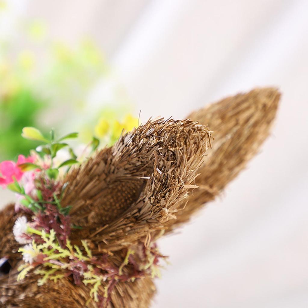 Милая соломенная пасхальная фигурка кролика, скульптура зайчика, поделки, стоящее животное для стола, свадебное, комнатное украшение, подарок