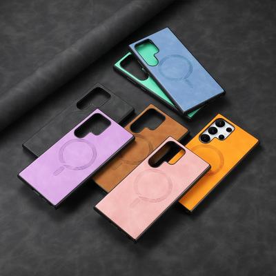 Для Samsung S24 Ultra S23 FE A55 A54 A35 A34 A25 A15 A14 5G Роскошный винтажный кожаный чехол для MagSafe противоударный жесткий чехол для телефона