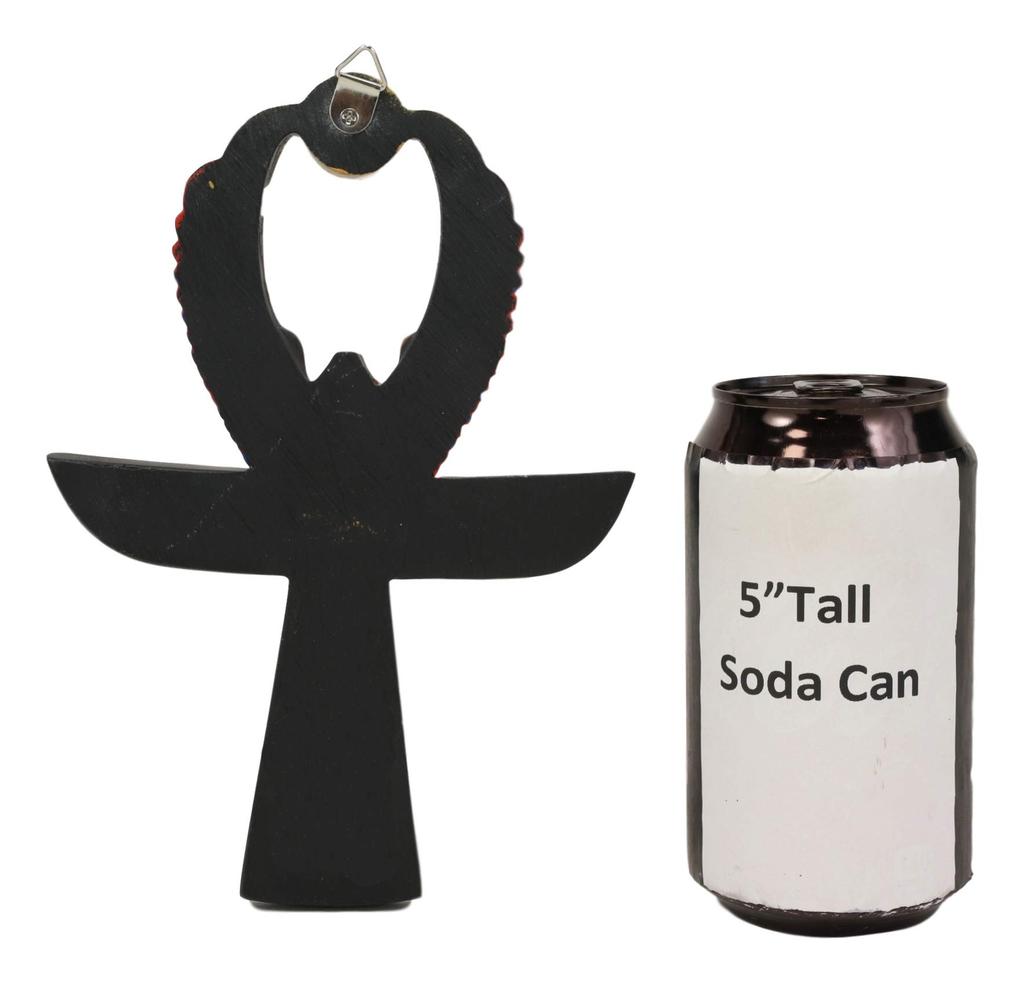 Ebros Crux Ansata Egyptian Golden Ankh with Wings Scarab Matte and Eye of Horus Wall Decor 3D Plaque Figurine Tall Hieroglyph Life Health and Balance