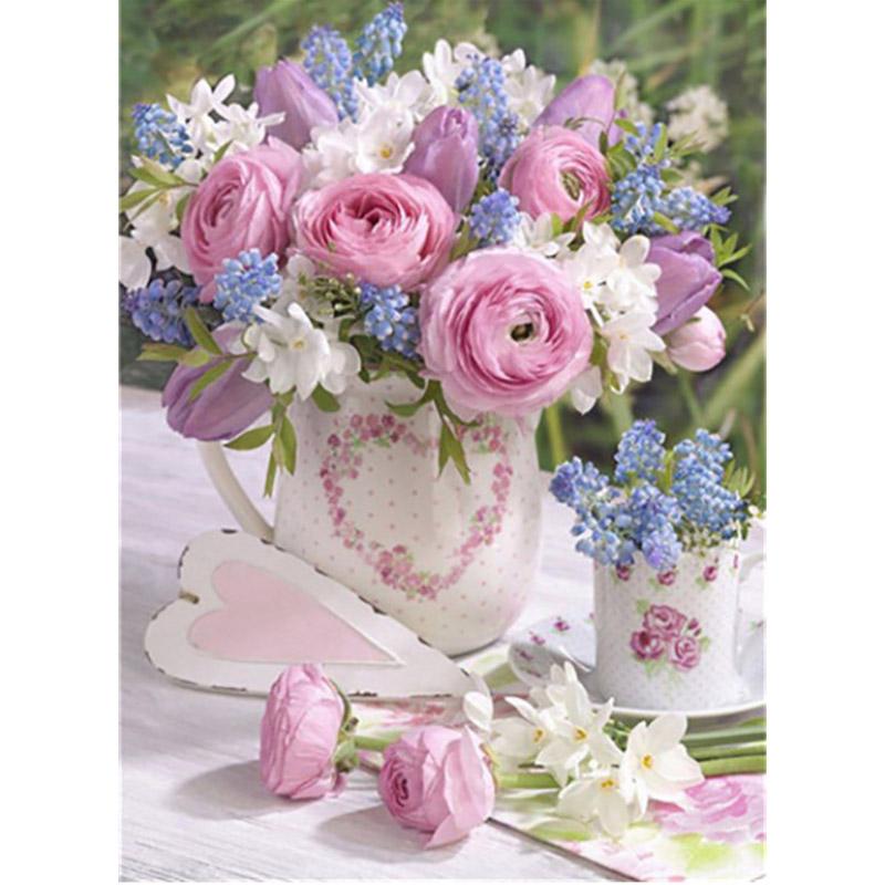 Полный круглый алмазная живопись из смолы, цветок, 5D DIY, алмазная вышивка, пейзаж, вышивка крестом, картина со стразами, настенное искусство