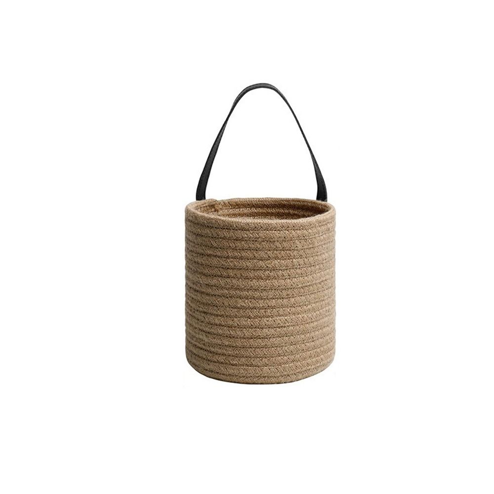 Cotton Rope Hand Woven Hanging Baskets Natural Wicker Plant Flower Pot Snack