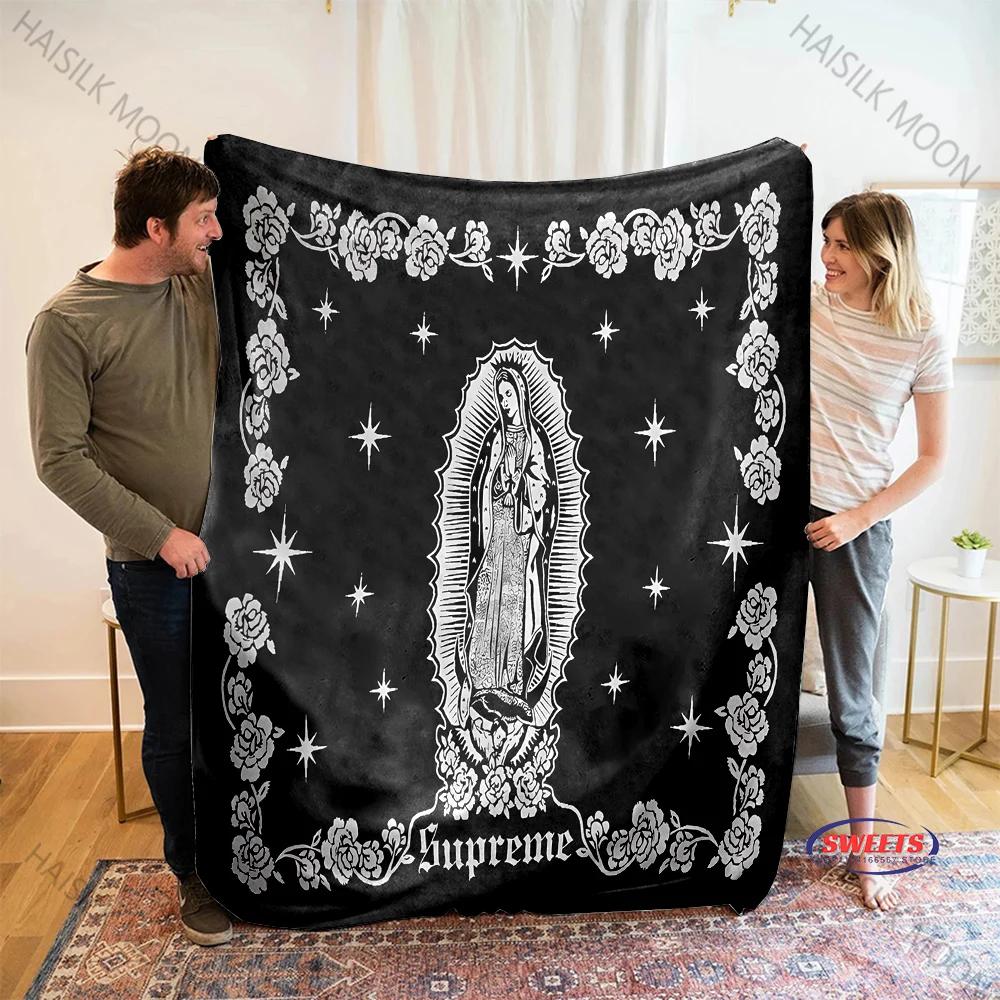 Плед Девы Марии Плед Пресвятой Девы Гваделупской Virgen De Guadalupe Уютный и теплый фланелевый плед для дома и дневного сна