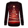 Женский повседневный модный рождественский принт с длинным рукавом и круглым вырезом, пуловер, топ