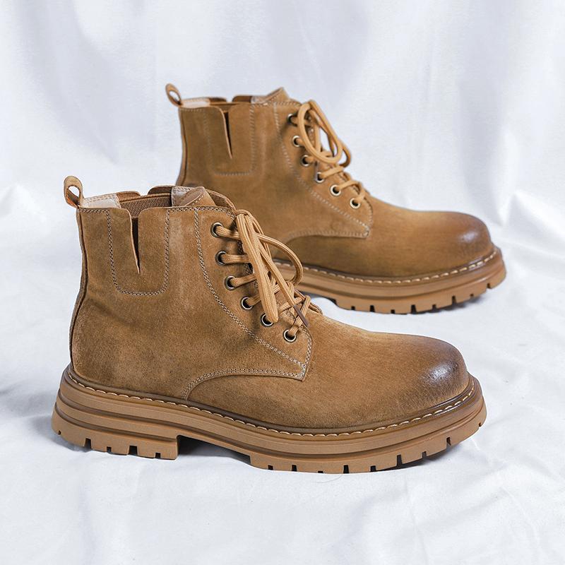 Мода 2024 года, новые мужские рабочие ботинки для улицы, классические мужские ботинки с высоким берцем, качественные замшевые кожаные мужские ботинки, роскошные ботильоны для мужчин