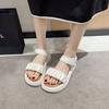 Foreign Trade One-word Pleated Sandals Women's Spring and Summer 2024 New Velcro Platform Beach Sandals Women