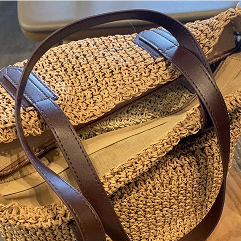 Летняя женская соломенная сумка в богемном стиле, большая вместительная сумка на плечо, модная сумка, плетенная вязаная сумка-тоут