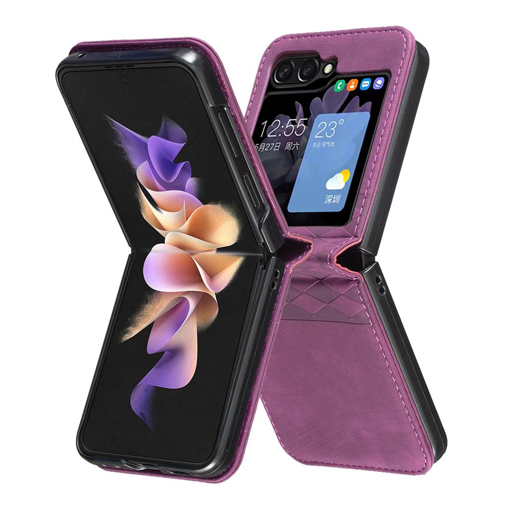 Для Samsung Galaxy Z Flip7 FE 5G/Z Flip6 5G/Z Flip5 5G Чехол Кожаный Противоударный Чехол для Телефона с Тиснением в виде Сетки