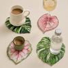 Acrylic Tropical Plant Coasters, Heat Resistant Non-Slip Drink Coasters, Easy Clean Leaf Shaped Pads for Coffee Table Desk Decor, Home Gift