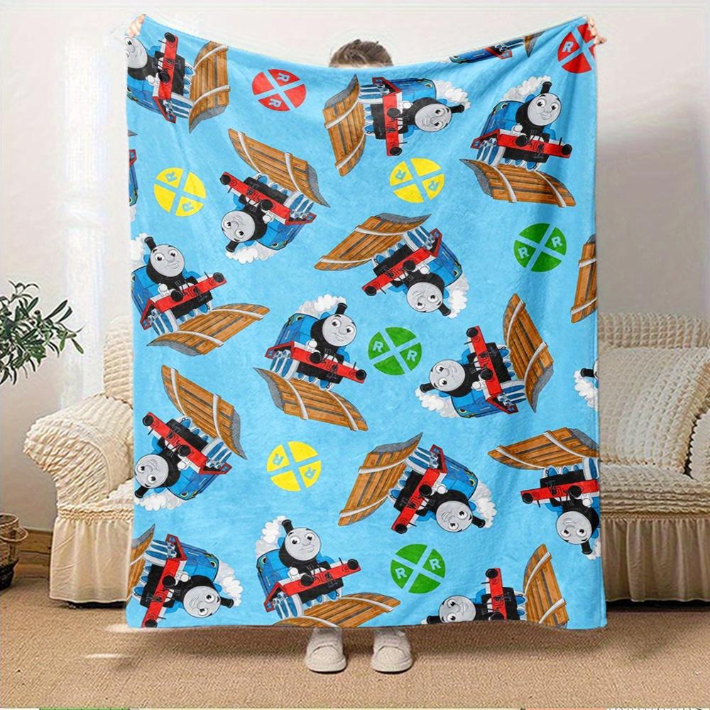 1pc train,engine,thomasTheme Digital Printed Flannel Blanket, Super Soft Plush Fleece Bed Cover, Multi-Function Four Seasons Hypoallergenic