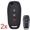 2Pcs Silicone Car Key Case For Ford F-150 F-250 F-350 KA Mondeo Ranger Fiesta Explorer 2015-2018 Cover Remote Fob 3 Button