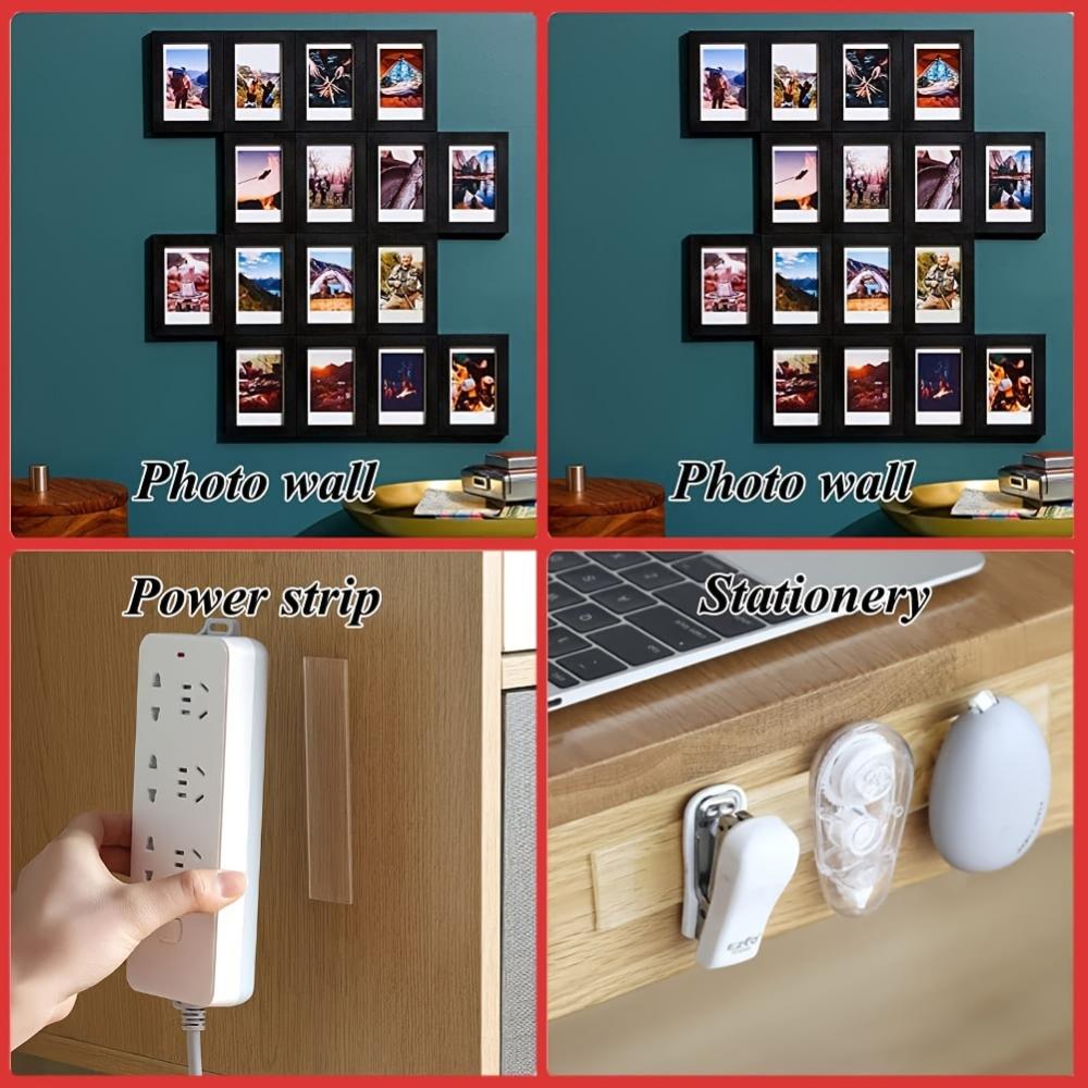 Reusable Multifunctional Double Sided Adhesive Tape, 60Pcs Double Sided Mounting Strong Sticky Wall Strips Transparent Tape Without Cropping