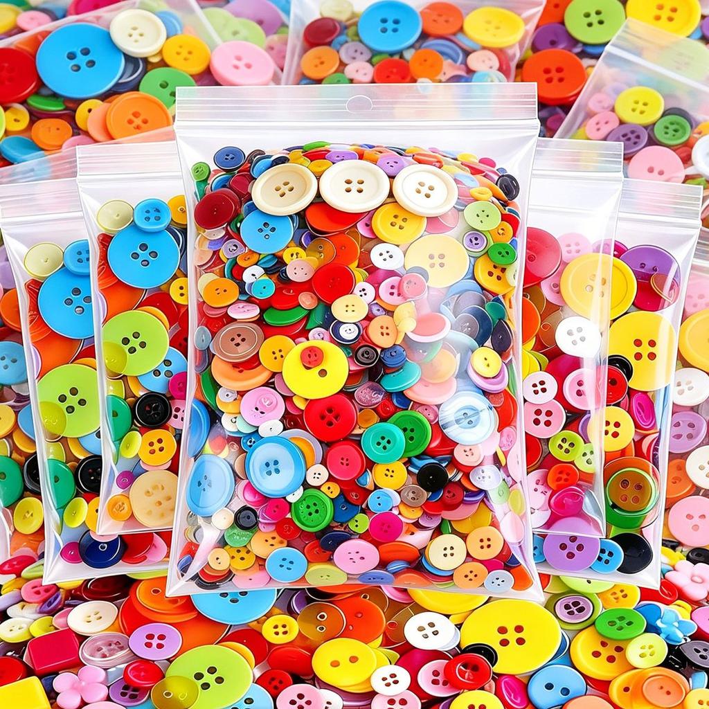 202Pcs Mixed Size Resin Buttons, 0.7-2.5cm Multicolor Round – Bulk Set for DIY Sewing, Knitting, Scrapbooking & Clothing ZSY