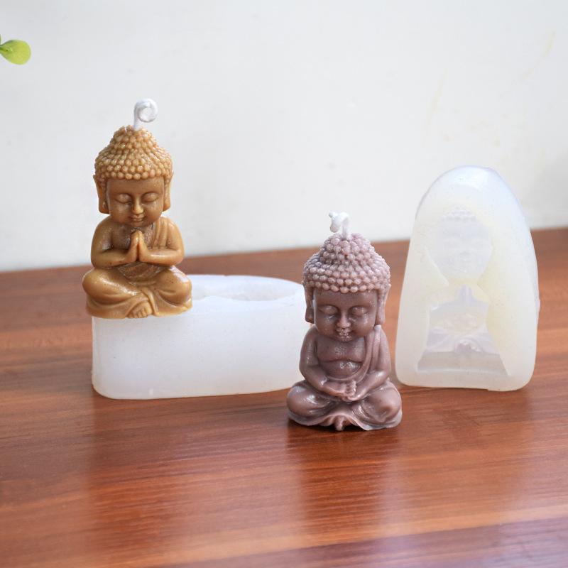 3D Little Buddha Candle Silicone Mold Handmade Buddha Aromatherapy Soap Resin Mold Church Candle Decoration Production Supplies