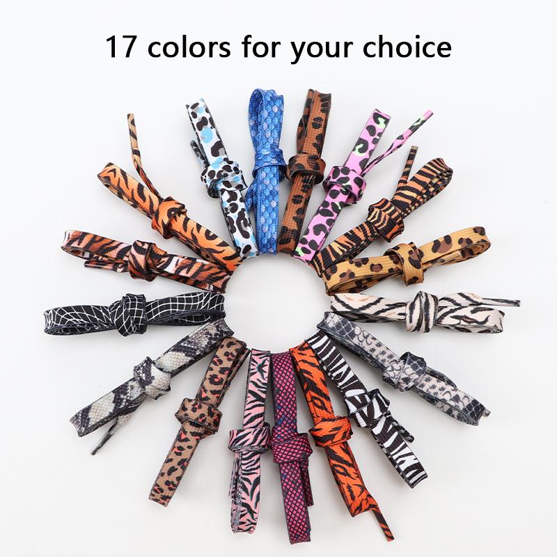 Leopard Print Flat Shoelaces Sneakers Colorful Shoelace Classic Animal Patten Shoe Laces Canvas Zebra Tiger Snake Shoestrings