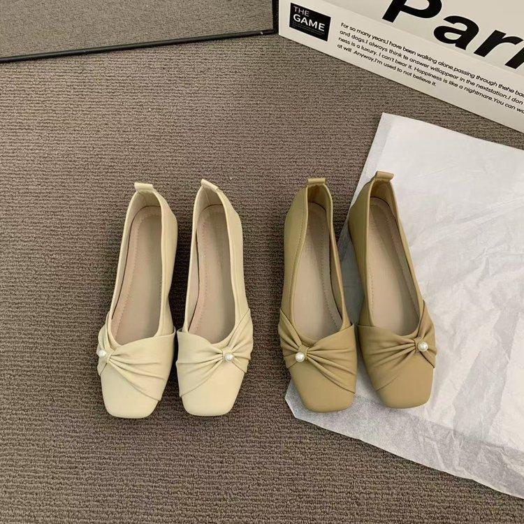 Французские туфли-лодочки с квадратным носком и неглубоким вырезом, весна 2025, новые, легкие как вечерний бриз, нежные, для беременных, с мягкой подошвой, одинарные, популярная женская обувь